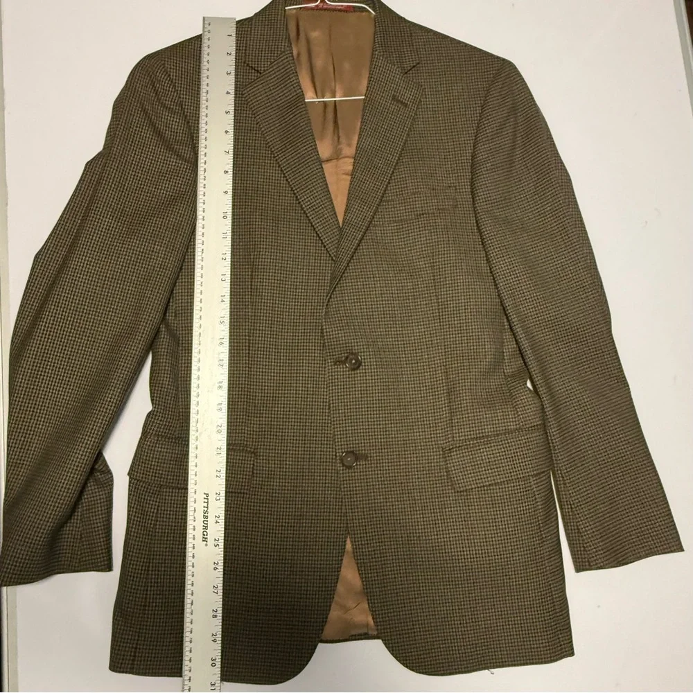 HART SCHAFFNER MARX Brown‎ Tweed Houndstooth Wool Sports Coat Jacket Blazer 40R